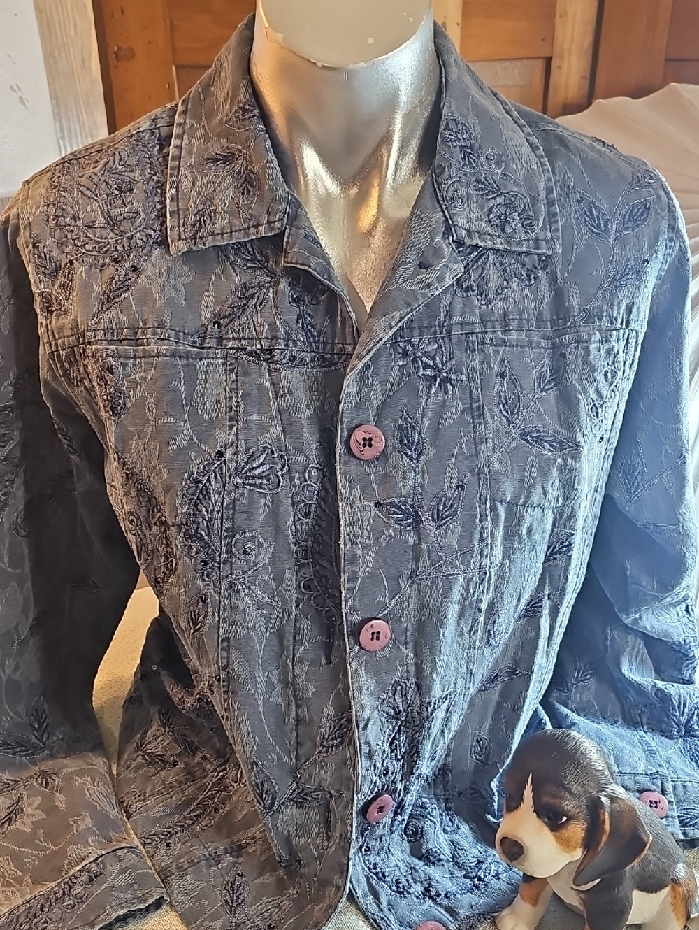 Coldwater Creek Women's Denim Jacket with Sequin Embellishments